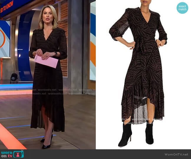 Ba&Sh Selena Zebra-Stripe Wrap Dress worn by Amy Robach on Good Morning America