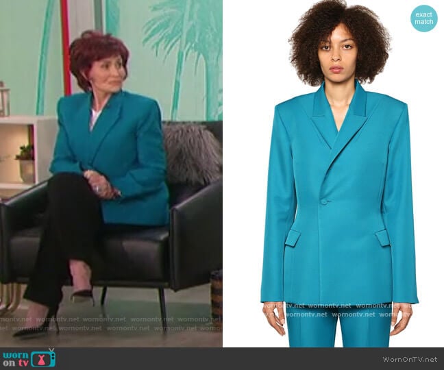 Balenciaga Double Breasted Twill Jacket worn by Sharon Osbourne on The Talk