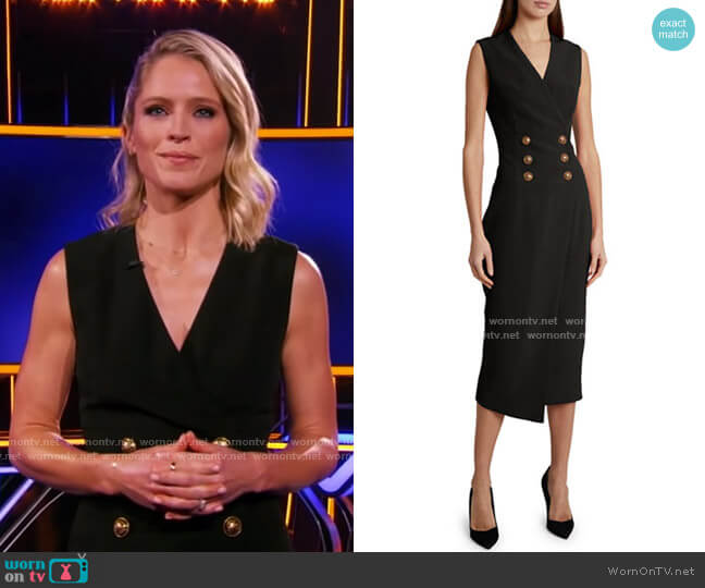 Balmain Crepe Button-Wrapped Midi Dress worn by Sara Haines on The Chase