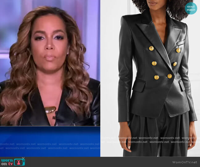 Balmain Double-breasted leather blazer worn by Sunny Hostin on The View