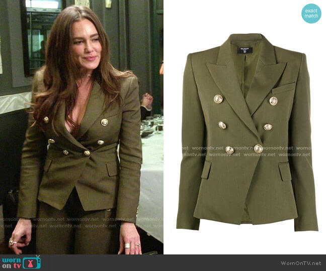 Balmain Peaked Lapel Double-Breasted Blazer worn by Meredith Marks on The Real Housewives of Salt Lake City