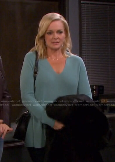 Belle’s blue v-neck sweater on Days of our Lives