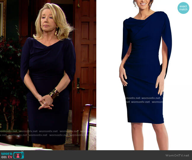 Betsy & Adam Caped Sheath Dress worn by Nikki Reed Newman (Melody Thomas-Scott) on The Young and the Restless