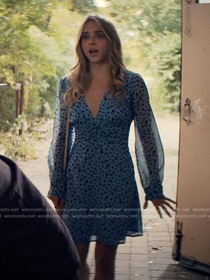 Bette’s blue floral long sleeved dress on Tiny Pretty Things