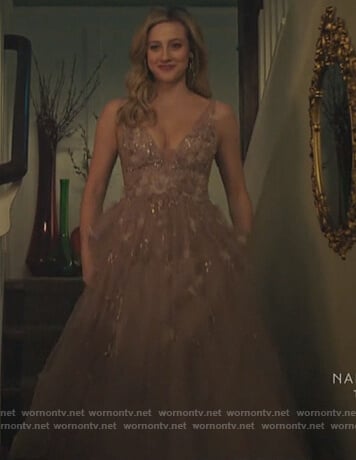 Betty’s pink embellished gown on Riverdale