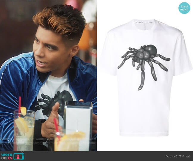 Black Barrett Tarantula Graphic T-shirt worn by Vivek Shah (Jordan Buhat) on Grown-ish