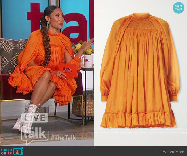 Carolina Herrera Cutout Crinkled Silk crepe de chine Mini Dress worn by Elaine Welteroth on The Talk
