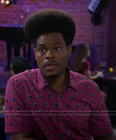Carter’s pink palm print shirt on Call Me Kat
