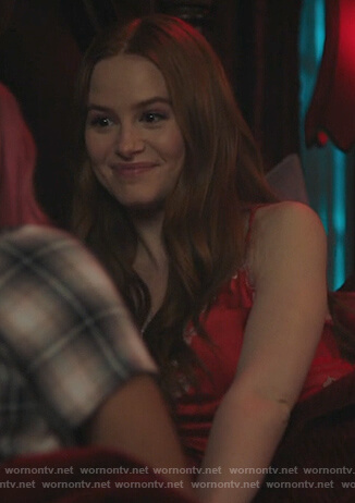 Cheryl’s red lace trim cami on Riverdale