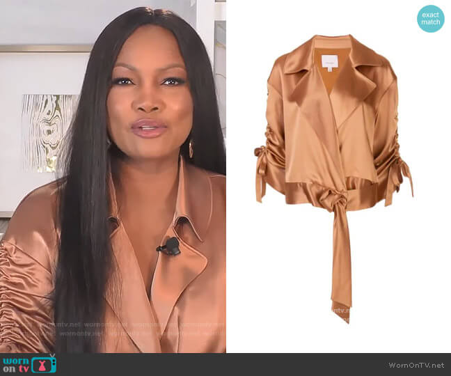 Cinq a Sept Aziza silk jacket worn by Garcelle Beauvais on The Real