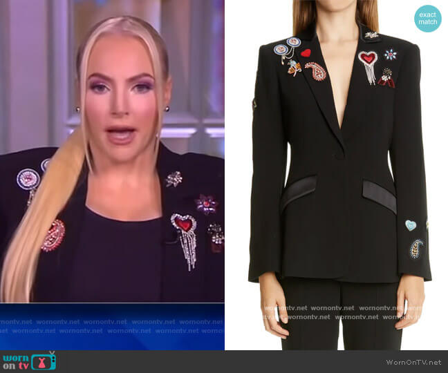 Cinq a Sept Love Cheyenne Bejeweled Blazer worn by Meghan McCain on The View