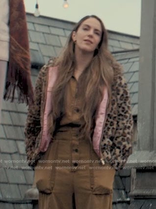 Delia’s tan jumpsuit on Tiny Pretty Things