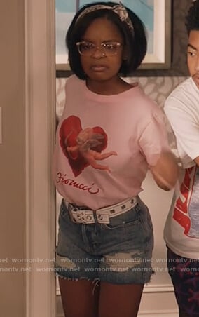 Diane’s pink heart print tee on Black-ish