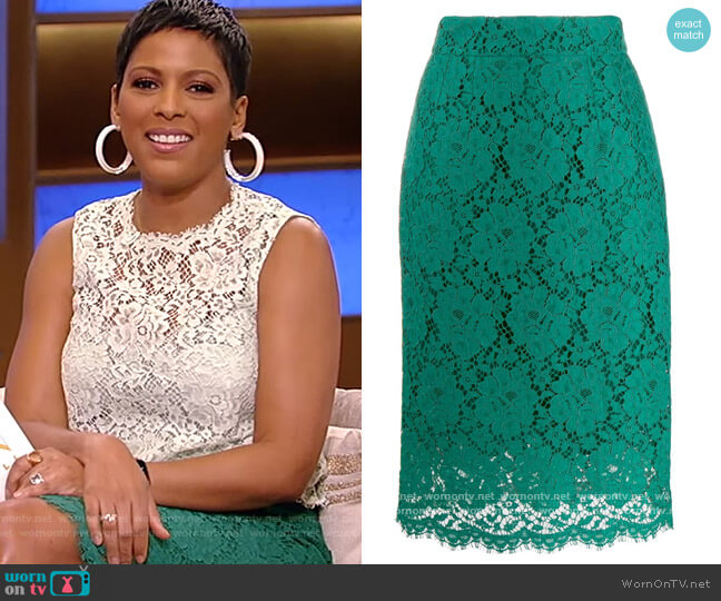 Dolce and Gabbana Lace Midi Skirt worn by Tamron Hall on Tamron Hall Show