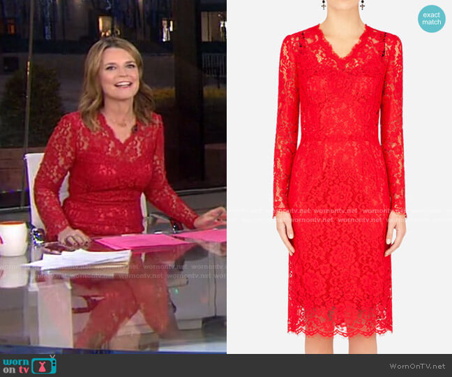 Dolce & Gabbana Floral-Lace Knee-Length Dress worn by Savannah Guthrie on Today