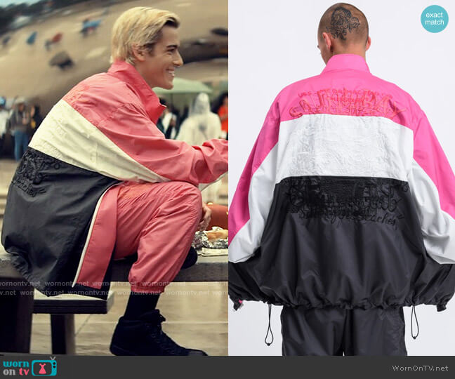 DoubleT Pink Chaos Embroidery Track Jacket worn by Shane (Brennan Clost) on Tiny Pretty Things