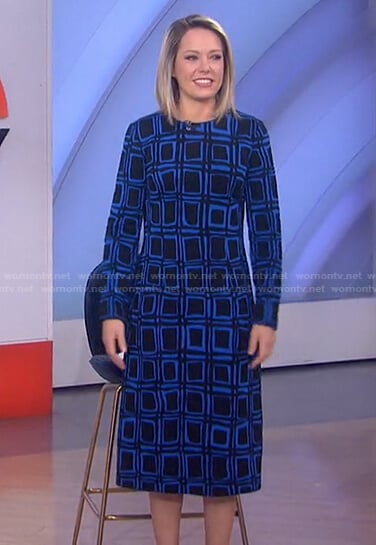 Dylan’s black and blue geometric print dress on Today