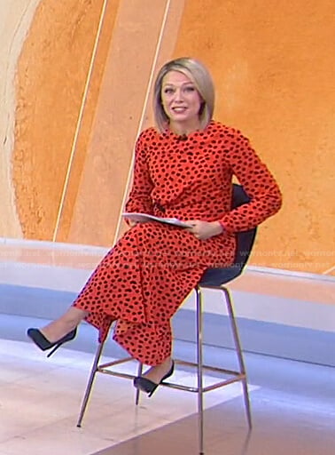 Dylan’s orange polka dot midi dress on Today