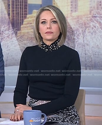 Dylan’s black pearl embellished sweater on Today