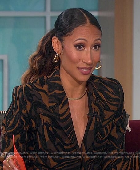 Elaine’s brown tiger stripe blazer on The Talk