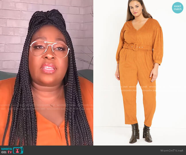 Eloquii Suede Jumpsuit worn by Loni Love on The Real