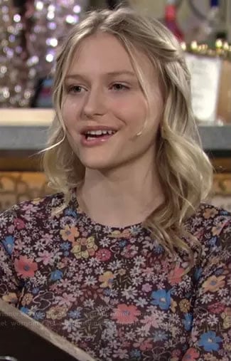 Faith’s floral long sleeved top on The Young and the Restless