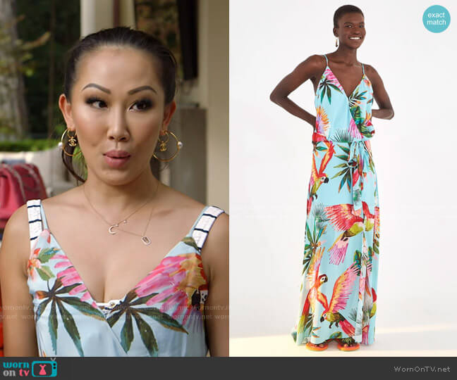 Farm Rio Macaw Wrap Dress worn by Tiffany Moon on The Real Housewives of Dallas