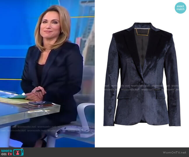 Frame Classic Velvet Blazer worn by Amy Robach on Good Morning America