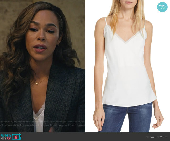 Frame Fray Edge Satin Camisole worn by Emily Lopez (Jessica Camacho) on All Rise
