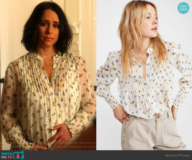 Free People Flowers in December Print Sheer Blouse worn by Maddie Kendall (Jennifer Love Hewitt) on 9-1-1