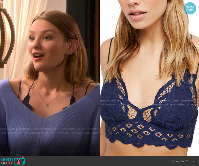 Free People Adella Longline Bralette worn by Alice Caroline Horton (Lindsay Arnold) on Days of our Lives