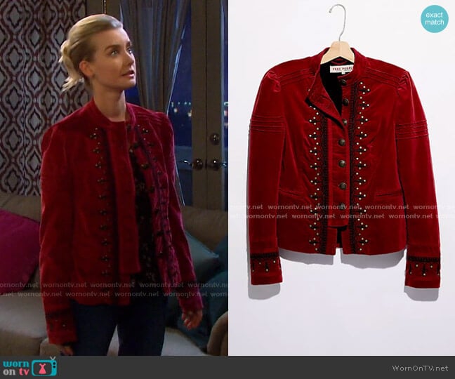 Free People Maven Pintuck Jacket worn by Claire Brady (Isabel Durant ) on Days of our Lives
