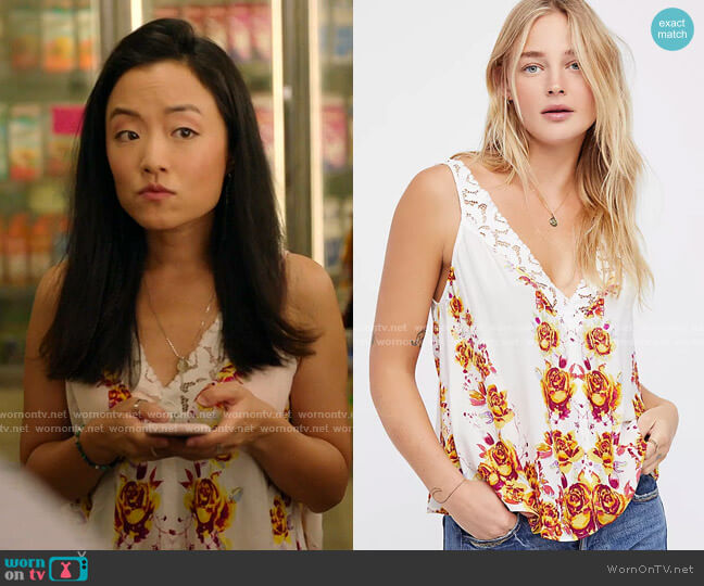Free People Morning Rose Camisole worn by Janet (Andrea Bang) on Kims Convenience