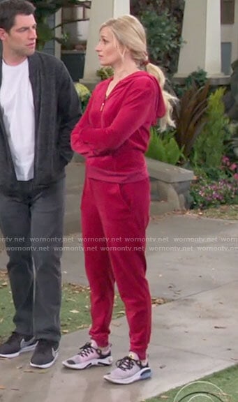 Gemma’s red velour tracksuit on The Neighborhood
