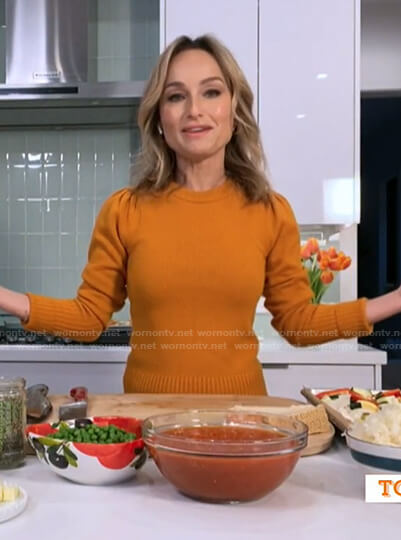 Giada DeLaurentiis’s orange puff sleeve sweater on Today