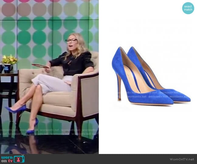by Gianvito Rossi Suede Pumps worn by Kelly Ripa on Live with Kelly and Mark