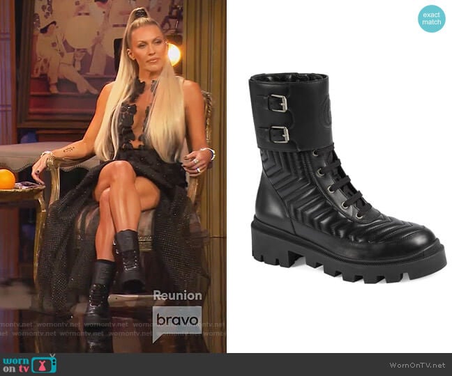 Gucci Frances GG Matelassé Platform Combat Boot worn by Braunwyn Windham-Burke on The Real Housewives of Orange County