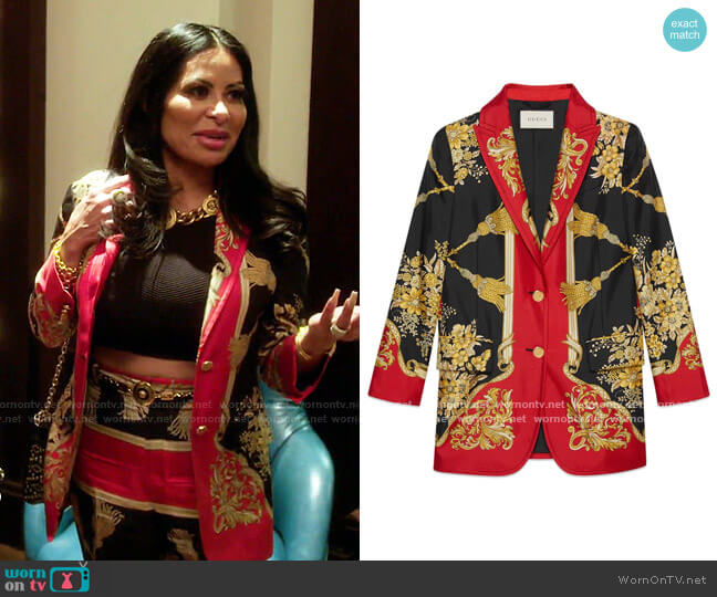 Gucci Silk Jacket with Flowers and Tassels worn by Jen Shah on The Real Housewives of Salt Lake City