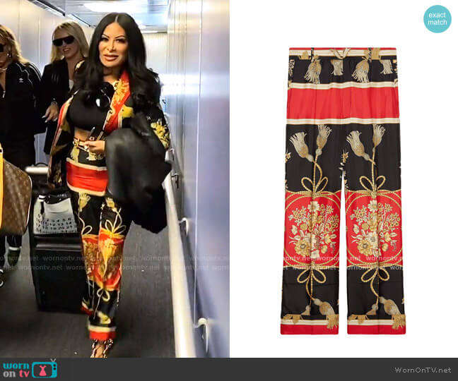 Gucci Silk Pant with Flowers and Tassels worn by Jen Shah on The Real Housewives of Salt Lake City