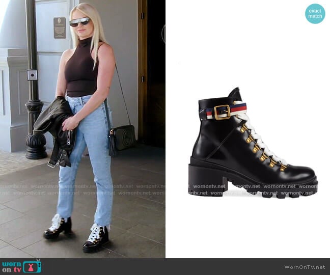 Gucci Trip Lug Sole Combat Boot worn by Whitney Rose on The Real Housewives of Salt Lake City