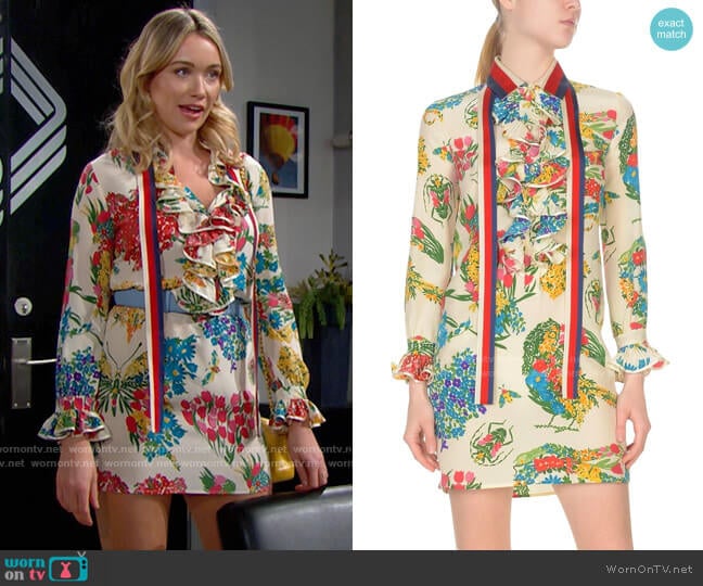 Gucci Floral Dress worn by Flo Fulton (Katrina Bowden) on The Bold and the Beautiful