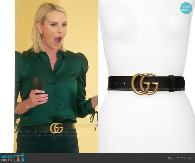 Gucci GG Logo Leather Belt worn by Whitney Rose on The Real Housewives of Salt Lake City