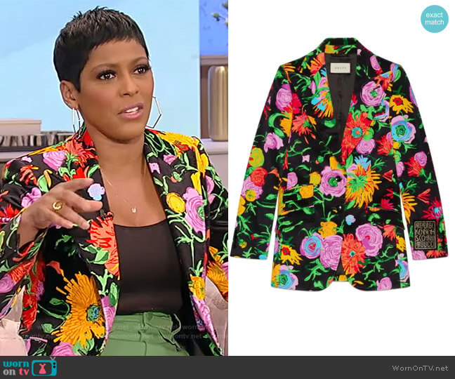 Gucci X Ken Scott Floral Velvet Blazer worn by Tamron Hall on Tamron Hall Show