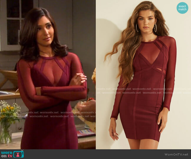 Guess Karina Mesh Bandage Dress worn by Gabi Hernandez (Camila Banus) on Days of our Lives