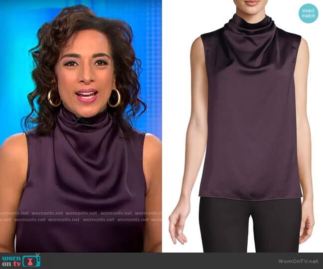 Halston Sleeveless Cowl Neck Top worn by Michelle Miller on CBS Mornings