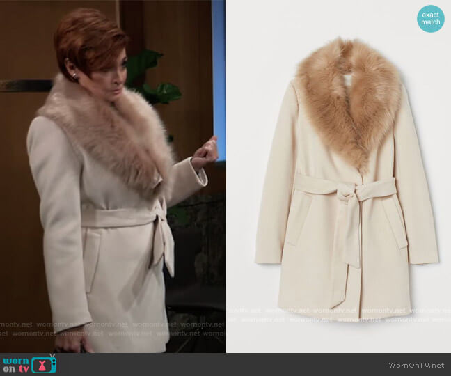 H&M Coat with Faux Fur Collar worn by Diane Miller (Carolyn Hennesy) on General Hospital