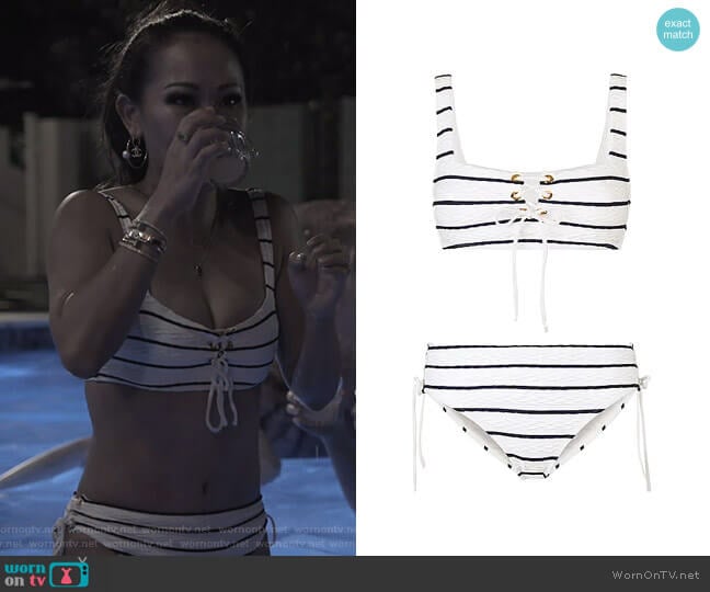 Heidi Klein Dubrovnik Striped Bikini Top worn by Tiffany Moon on The Real Housewives of Dallas