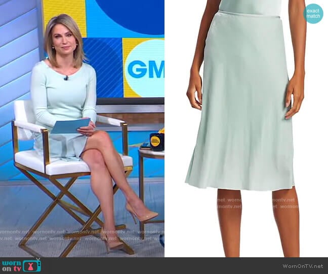 Helmut Lang Velvet Slip Skirt worn by Amy Robach on Good Morning America