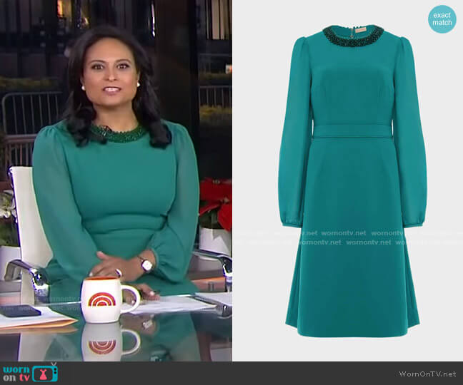 Hobbs London Jada Beaded Dress worn by Kristen Welker on Today