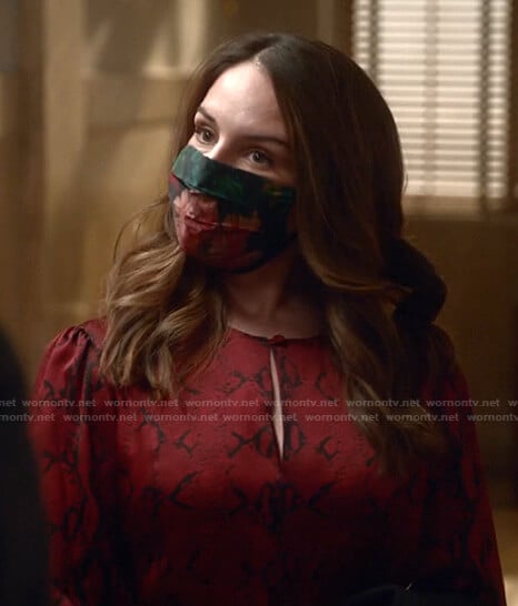 Izzy’s red snake print blouse on Bull